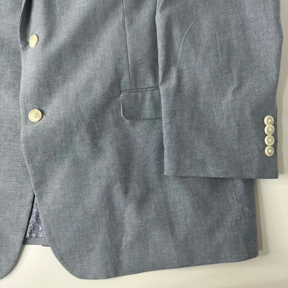 Saddlebred Blue Cotton Blazer Paisley Sport Coat Suit Jacket Two Button Mens 50R